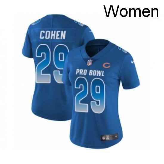Womens Nike Chicago Bears 29 Tarik Cohen Limited Royal Blue NFC 2019 Pro Bowl NFL Jersey